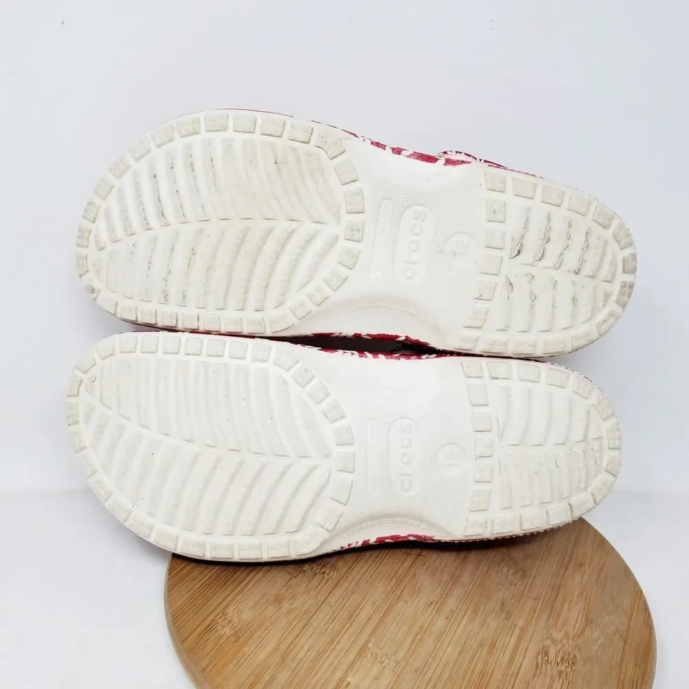 Crocs Holiday Clog Shoes Mens 12 Red White Knit‎ Ugly Christmas Sweater